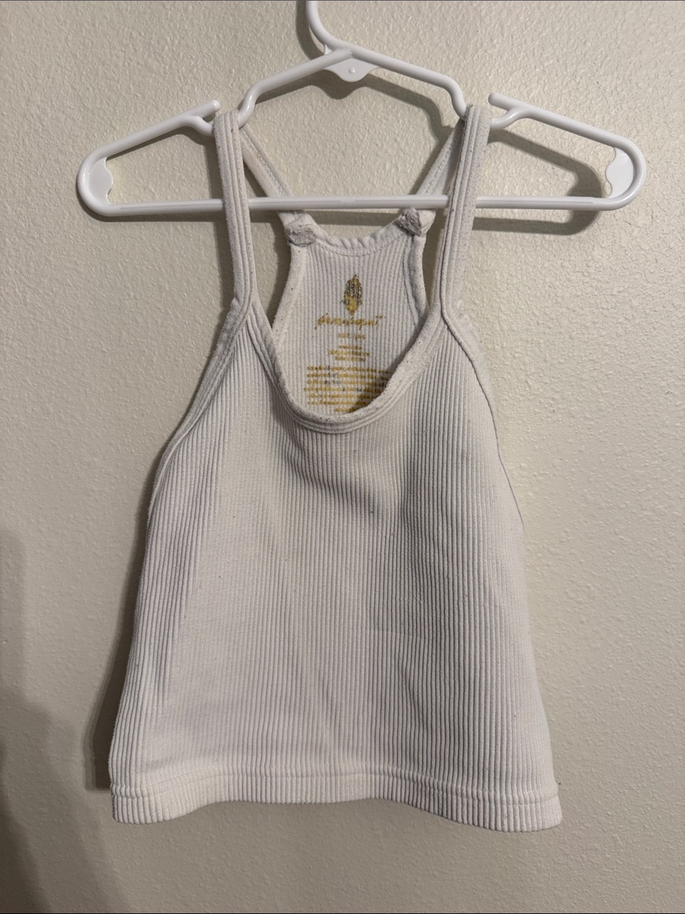 Free People White Ribbed Racerback Tank